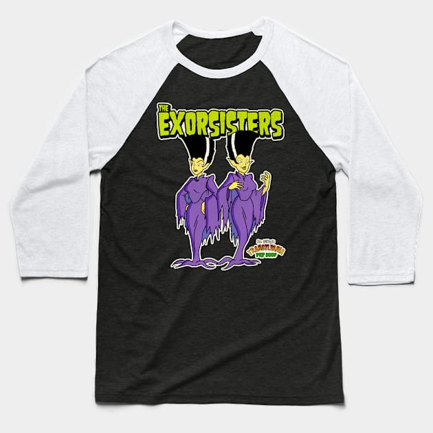 The Exorsisters - Dr Zitbag's Transylvania Pet Shop Baseball T-Shirt by darklordpug